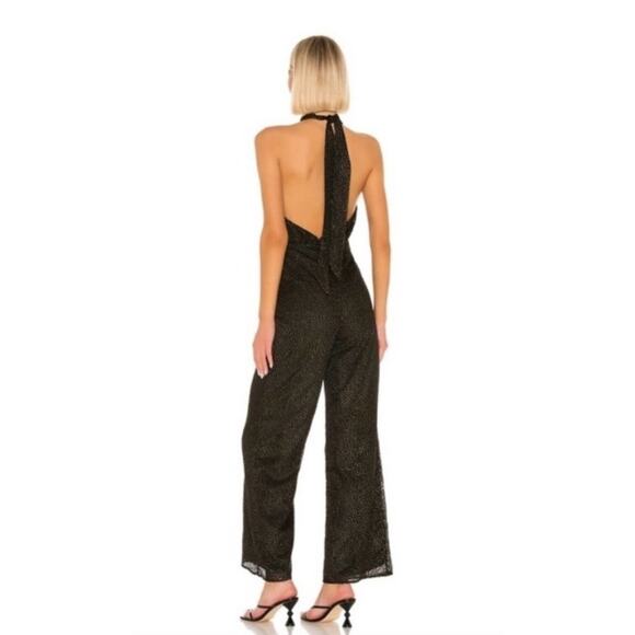 House of Harlow x Revolve jumpsuit women’s size S black gold polka dots halter - Picture 2 of 8